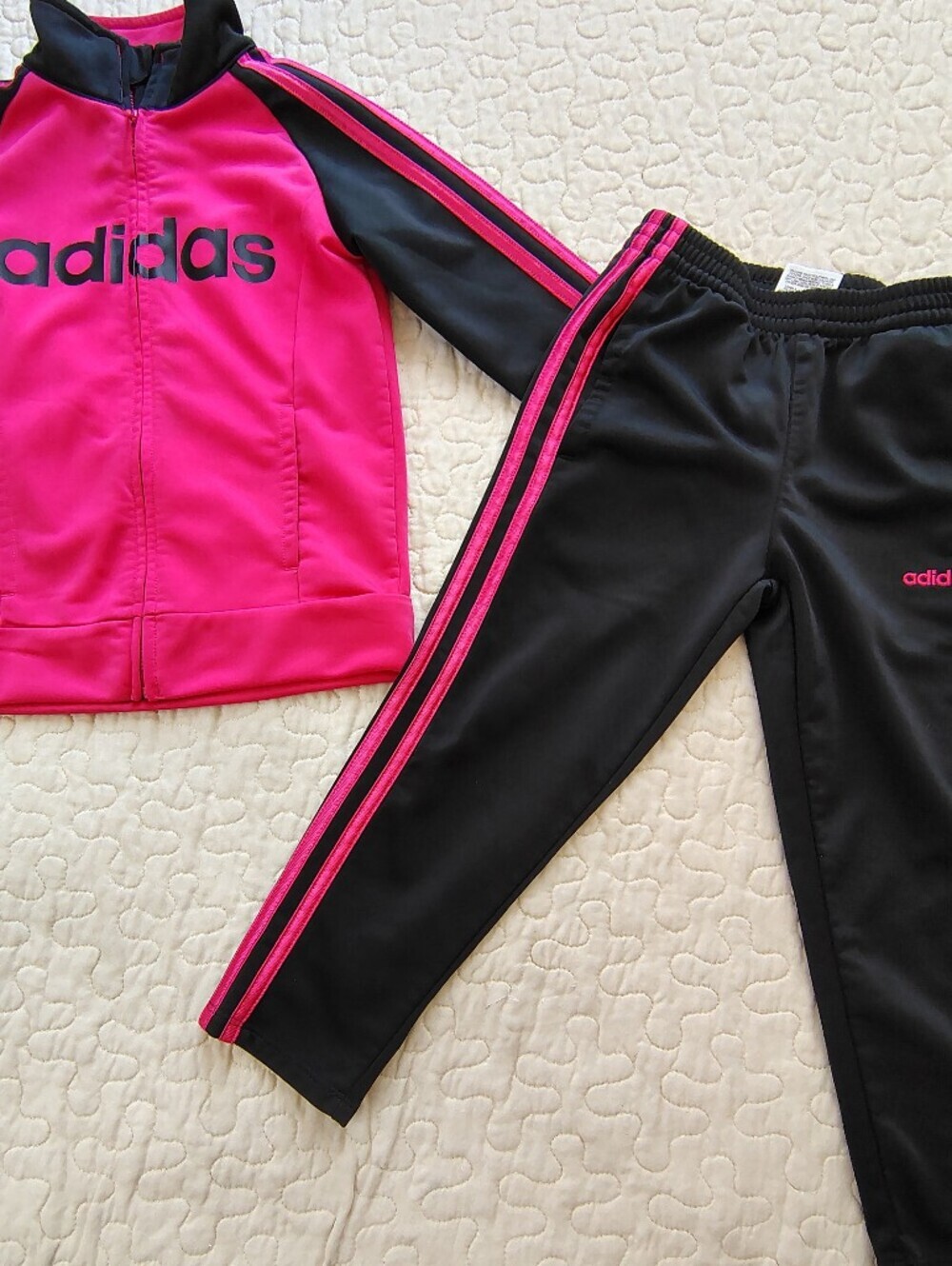 adidas Black and Hot Pink Kids Track Set